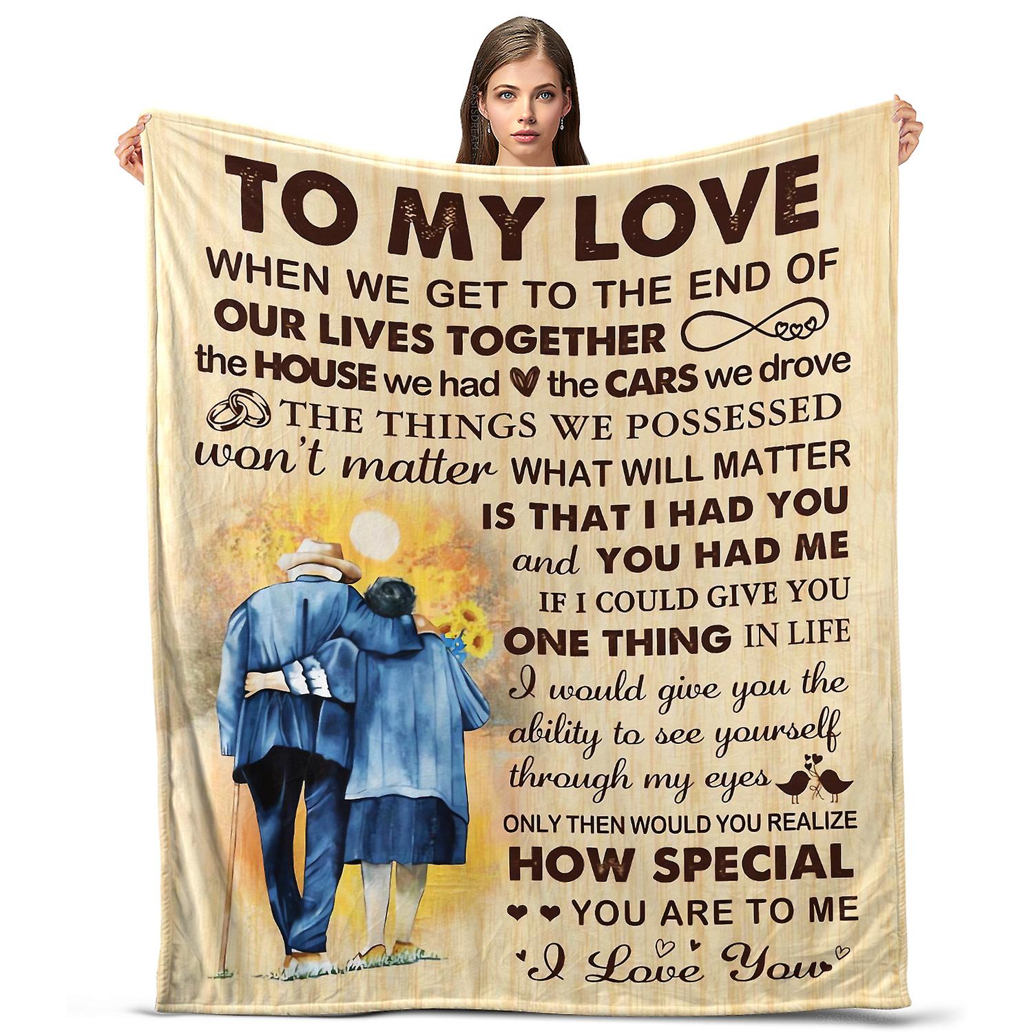 Oasisdream Lightweight and Smooth Blanket with To My Love and An Elderly Couple Print