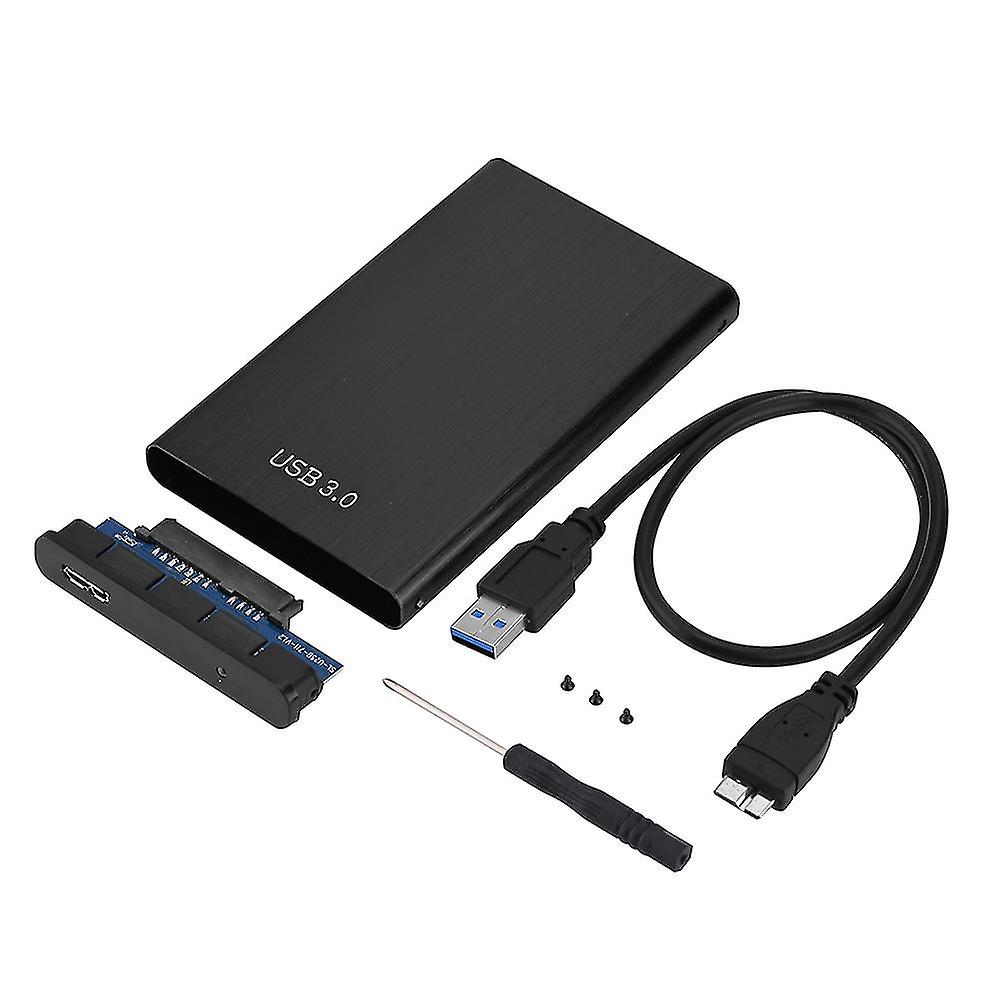 Aluminum External Hard Disk Enclosure Box Case - USB 3.0, Black