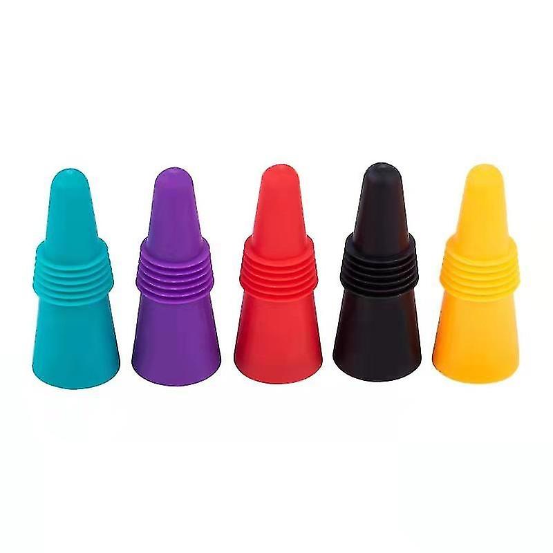 10 Pieces Wine Stoppers（Random Color）, Reusable Silicone Beverage Bottle Sealer Replacement with Cor