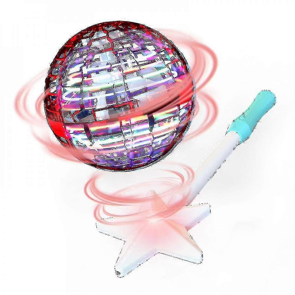Flying Ball Toy Hand Operated Drone Stress Relief Fidget Spinner With Control Rod Kids Gift Built-in Rgb Lights Spinner 360 Rotating Spinning Ufo Safe