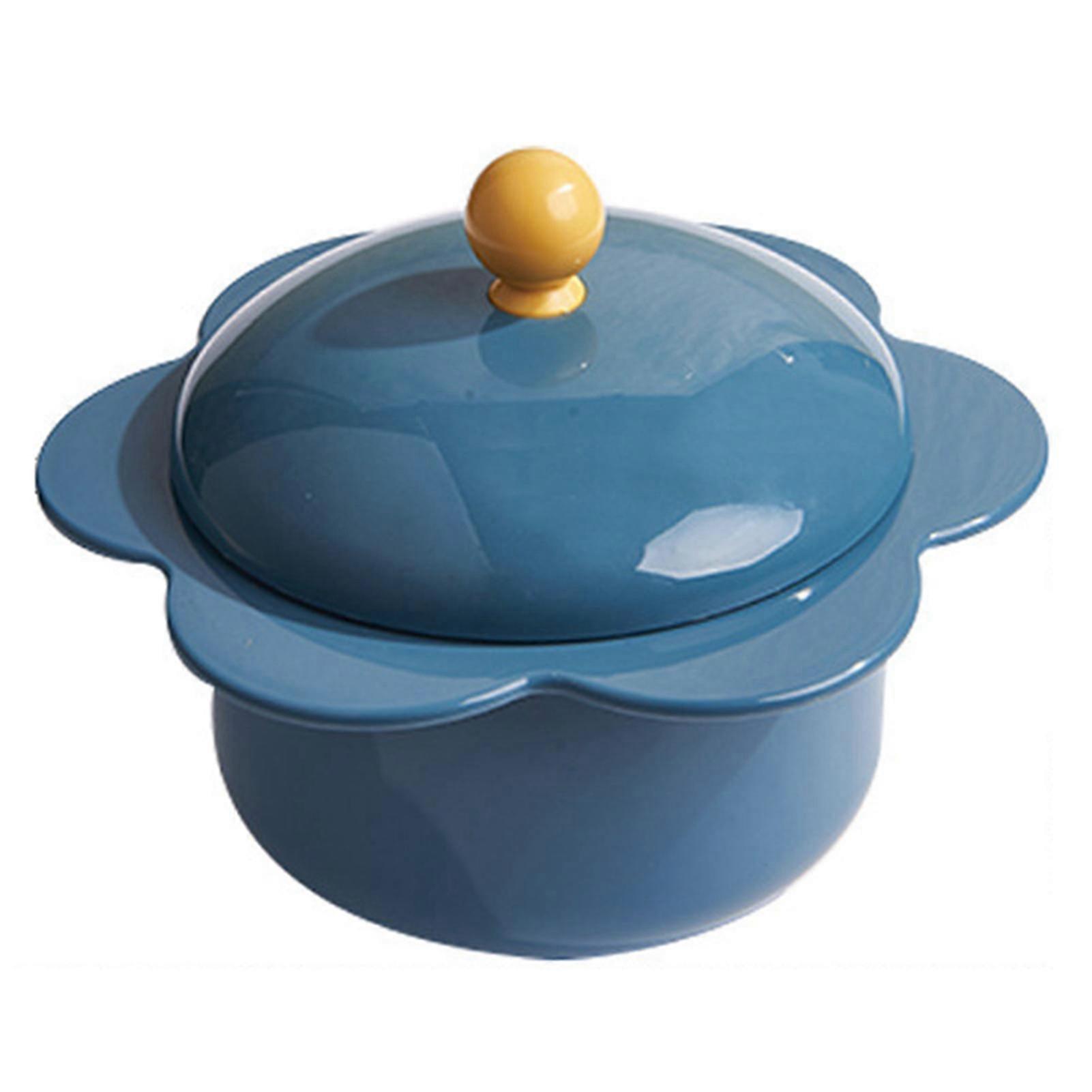 Sunflower Shape Instant Noodles Bowl Stainless Steel Instant Noodles Bowl Japanese Style Students Food Container with Lid Jewelry Blue