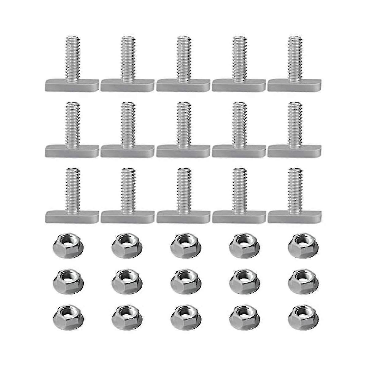 Remplacement de boulon à fente en T 15pcs, vis m8 x 20, écrous de voie à vis de rail A2-70 avec écrou à bride 15-yvan