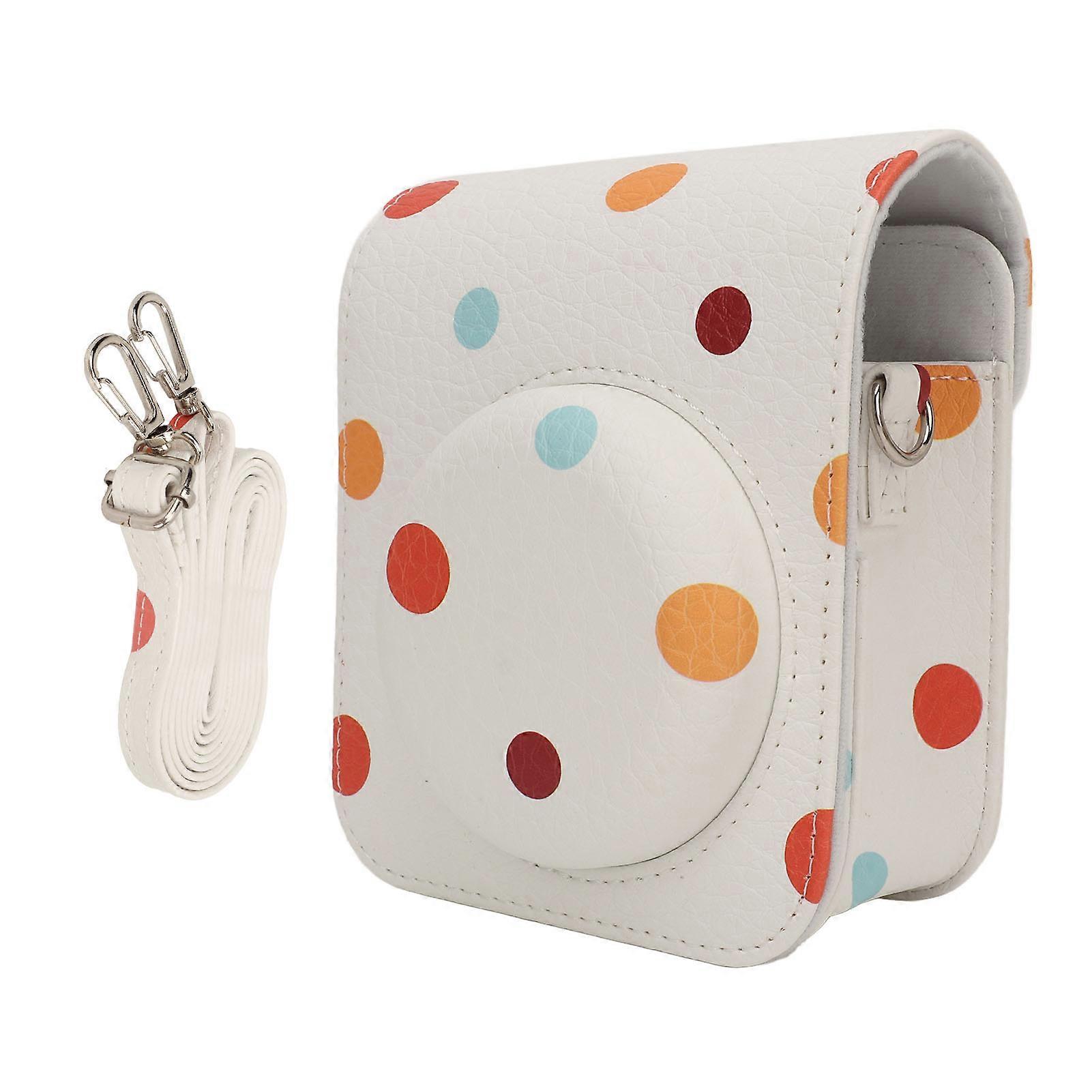 Instant Camera Bag With Adjustable Shoulder Strap Pu Colored Dots Detachable Top Cover Instant Camera Case For Instax Mini 12