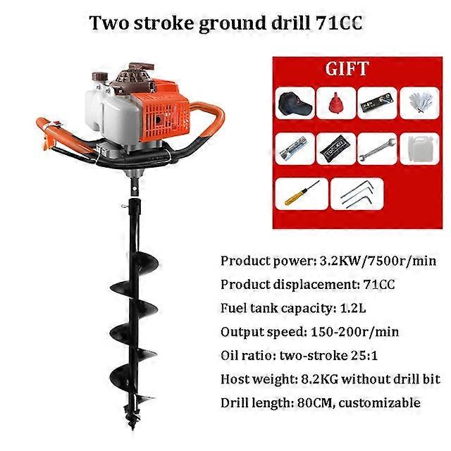 52/71Cc 2-stroke Post Digger Earth Auger - Gasoline Powered Hole Digging Machine For Agriculture