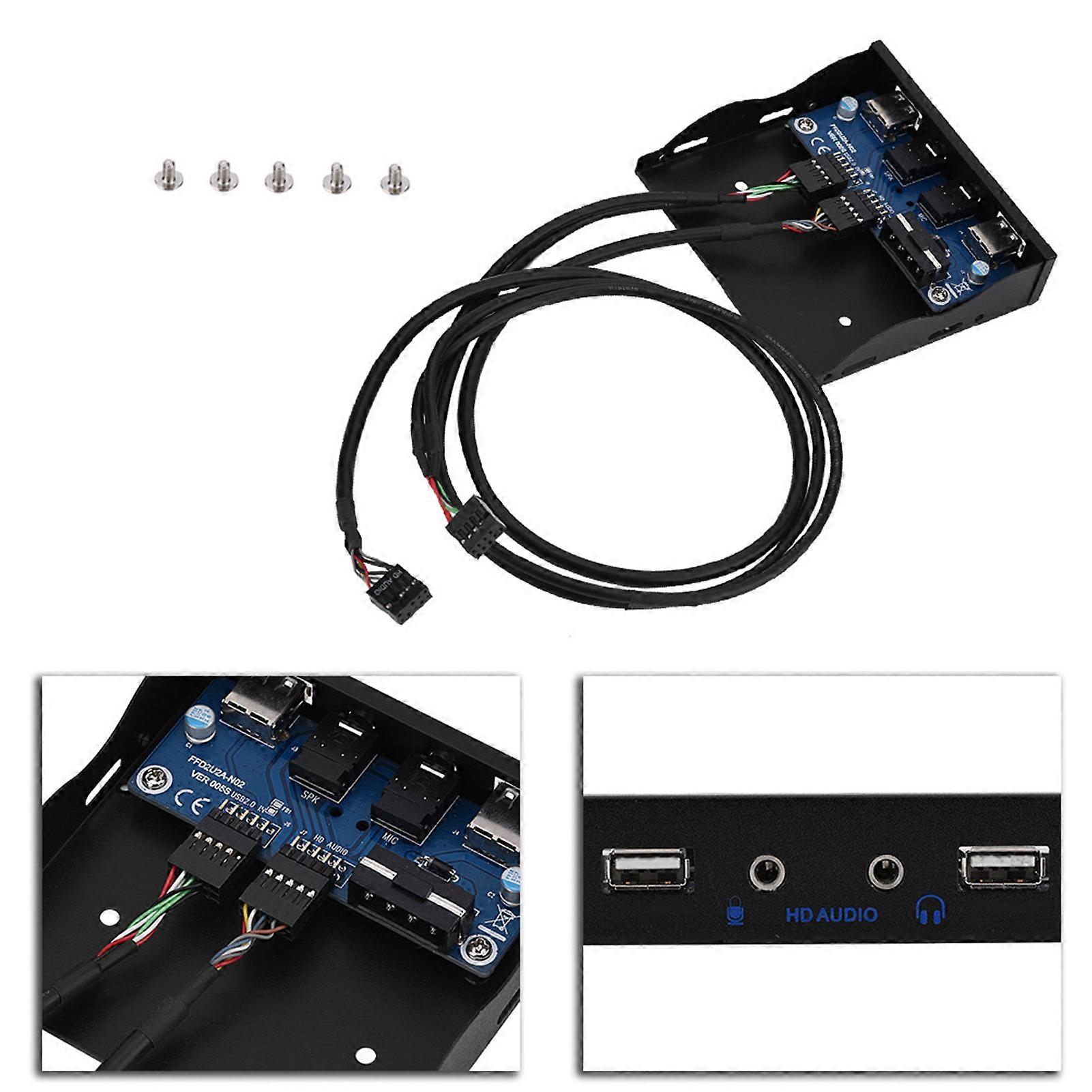 USB2.0 HDAUDIO Floppy Front Panel 3.5'' 9Pin to 2 USB2.0 Interface with Mic Audio