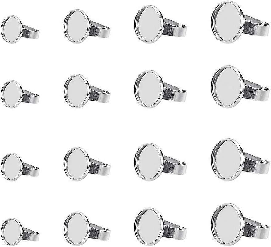 4 Sizes Stainless Steel Ring Base with Cabochons(8/10/12/14mm) 24 Sets DIY Adjustable Rings Making Kits Finger Ring Blank Bezel Cabochon Settings for