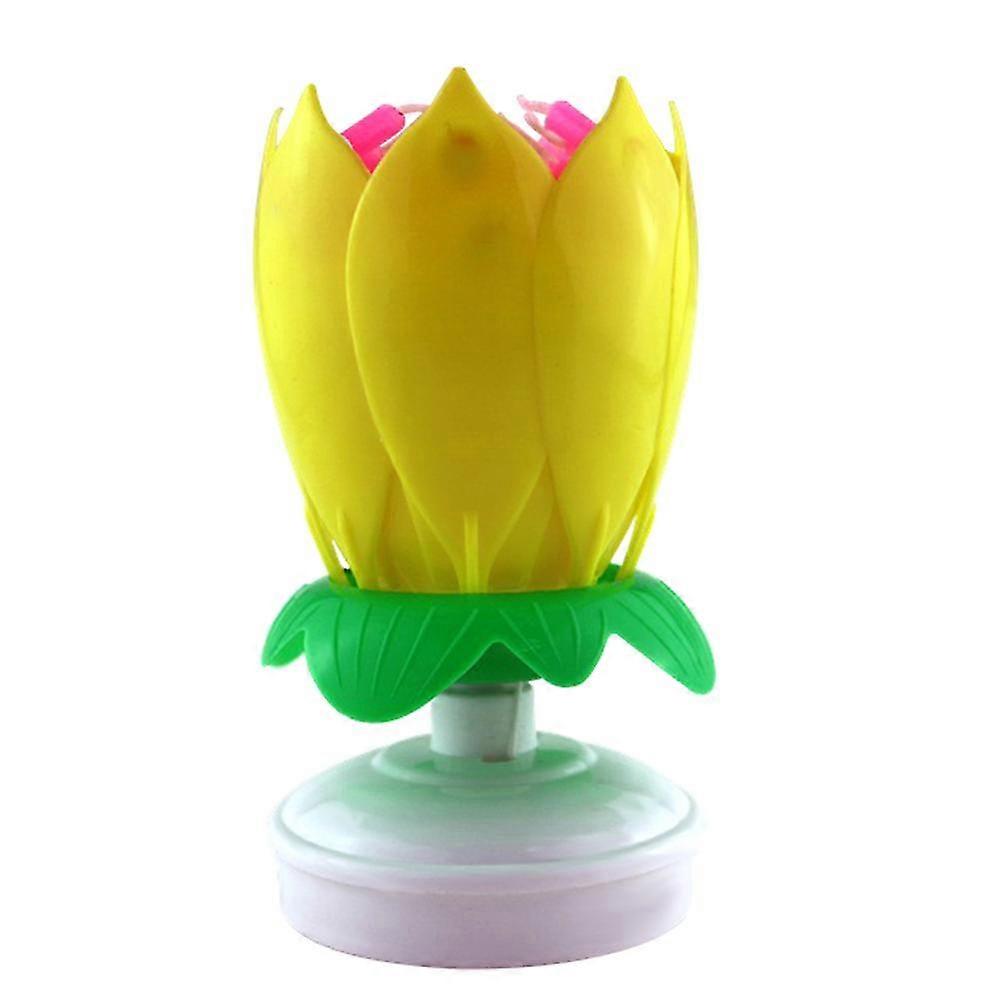 Upgrade Multicolor Rotating Lotus Cake Candle Electronic Music Candle Birthday Wedding