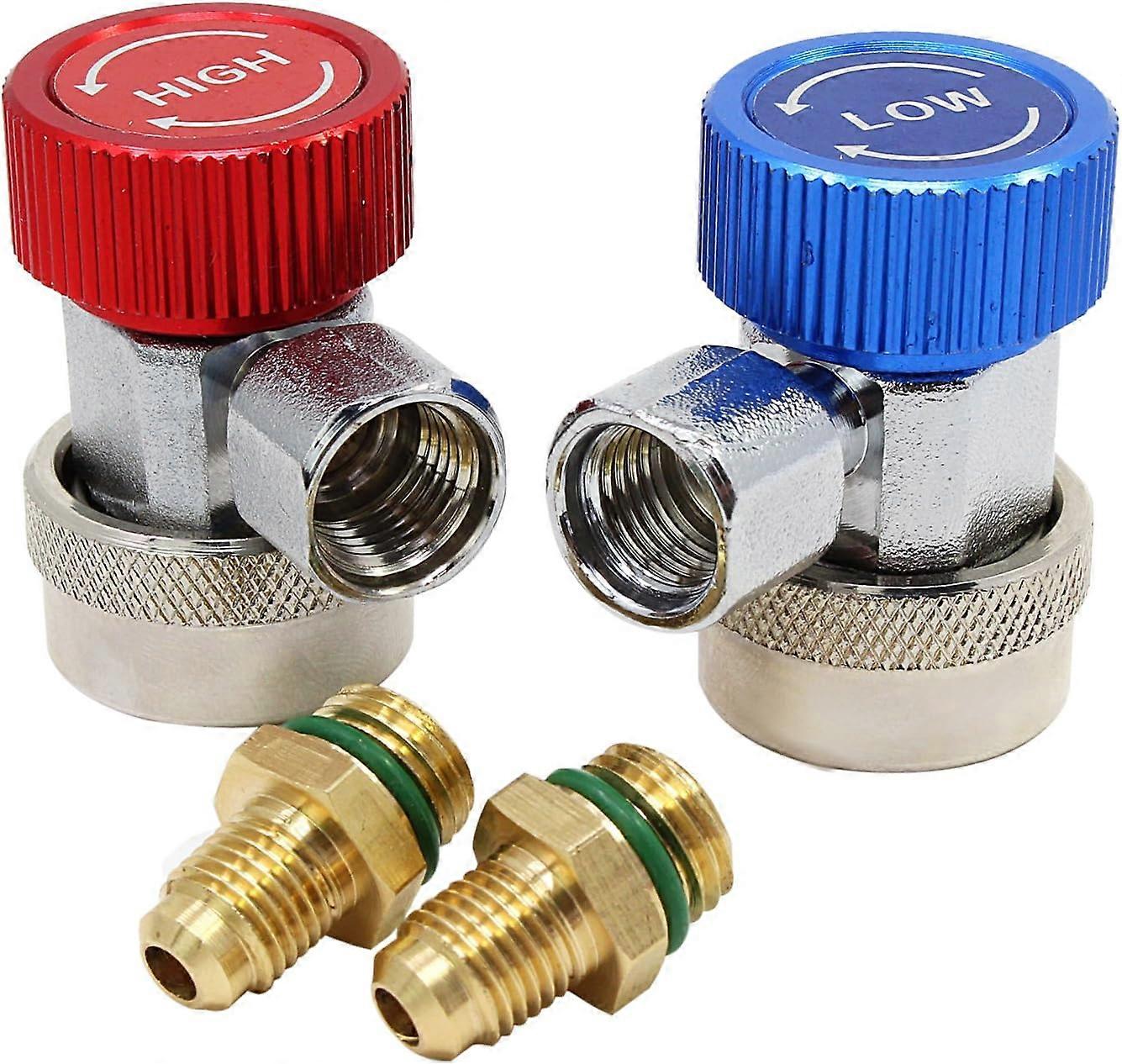 High Low Adjustable AC R134A Quick Coupler Connector Adapter Auto Air Conditioning Accessories Tools Red and Blue