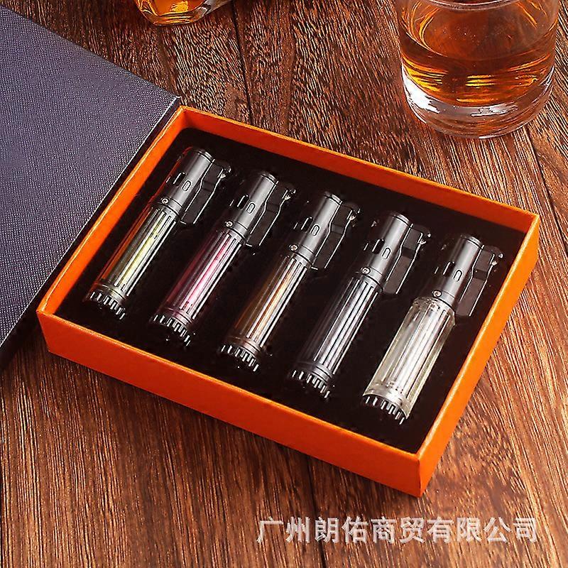 Lubinski Multicoloured Clamshell Wheel Ignition Cigar Lighter Gift Box Five Sets