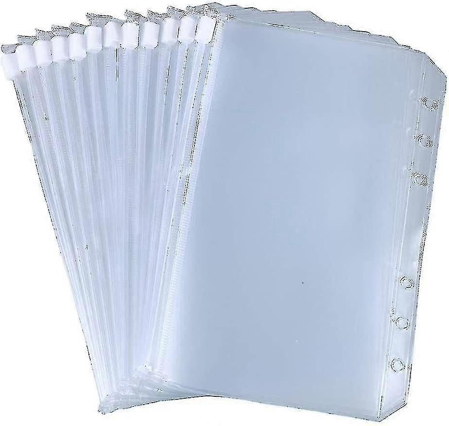 12pcs جيوب الموثق A5 / a6 حجم 6 ثقوب الموثق سستة المجلدات ل 6-حلقة الموثق فضفاضة ورقة حقائب، للماء بولي كلوريد الفينيل الحقيبة وثائق حفظ الحقائب