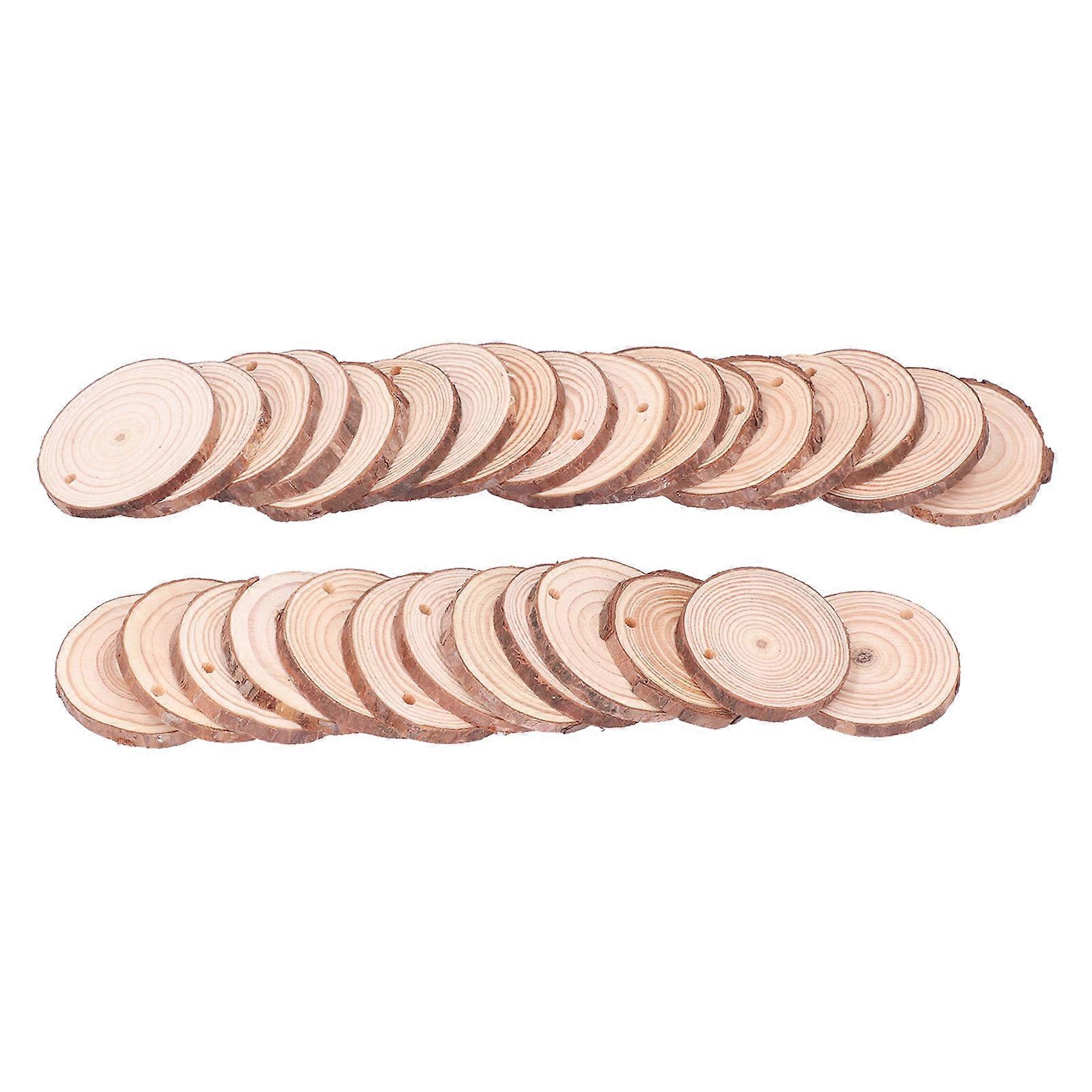 30 قطعة رقائق الخشب DIY نقية الطبيعية الإبداعية الحرف الخشبية اللوحة دائرية الصنوبر الخشب الدوائر