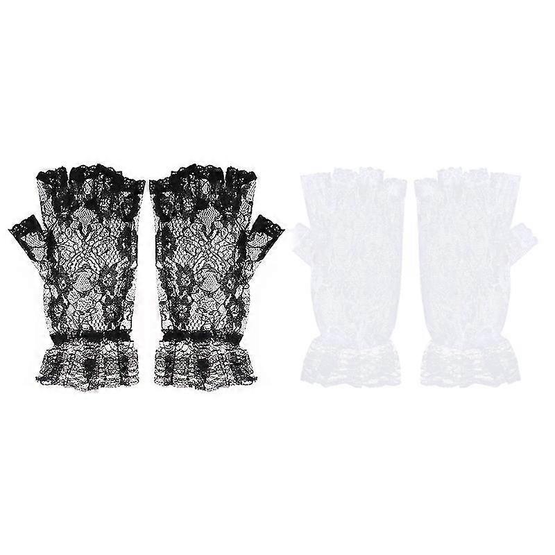 2pair luvas de renda para mulheres