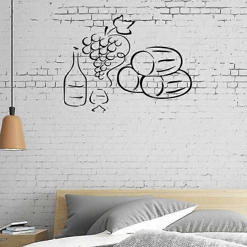 Wall Decal Wine Grapes Restaurant Kitchen Decor Vinyl Sticker Black