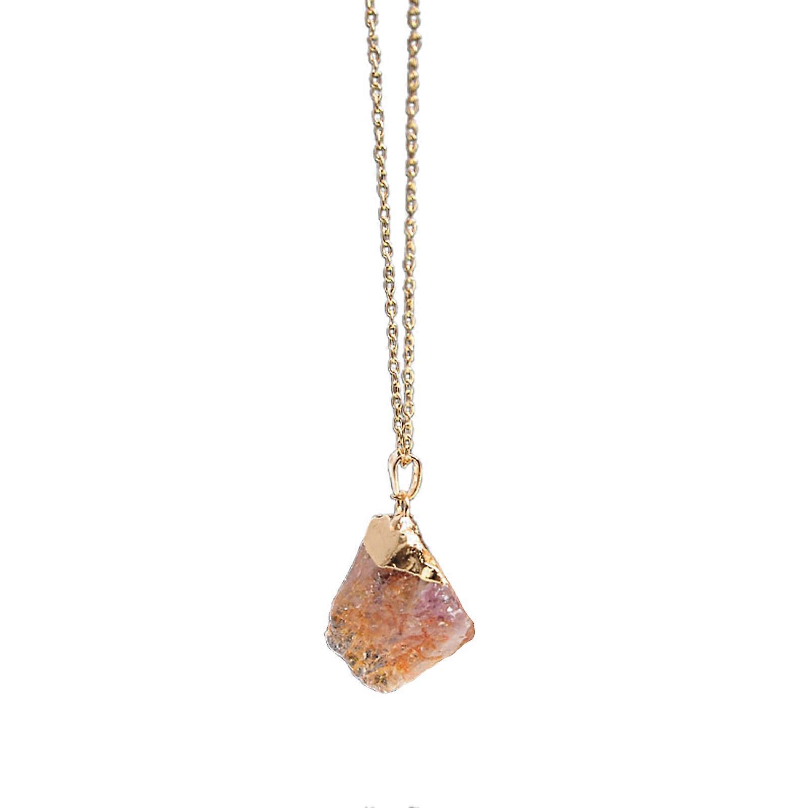 Natural Crystal Irregular Rough Stone Pendant Energy Necklace Gold Chains Pendant