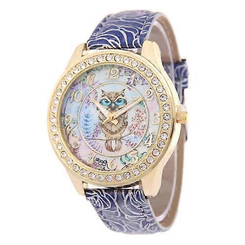 Owl Pattern Leather Strap Quartz Watch