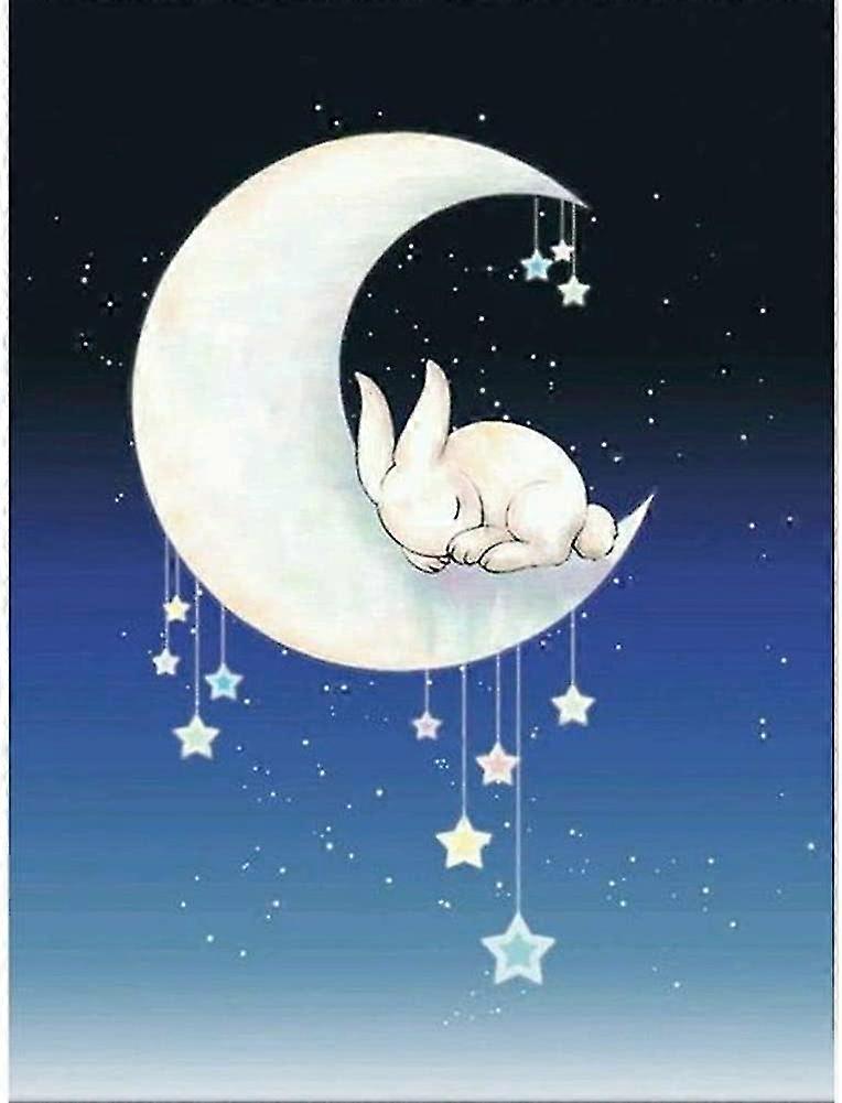 5D دي الماس اللوحة حسب عدد المجموعات، كامل الحفر كريستال حجر الراين الماس التطريز لوحات الفنون ديكور الأرنب والقمر