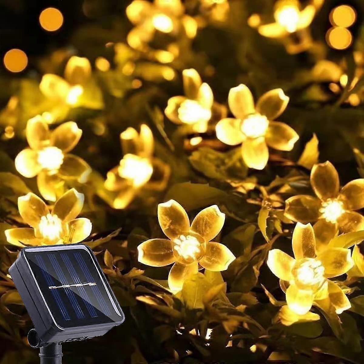 Outdoor Solar String Lights Cherry Blossom Fairy String 50led 2 Modes Waterproof Garden Patio Christmas Home Decor Warm White
