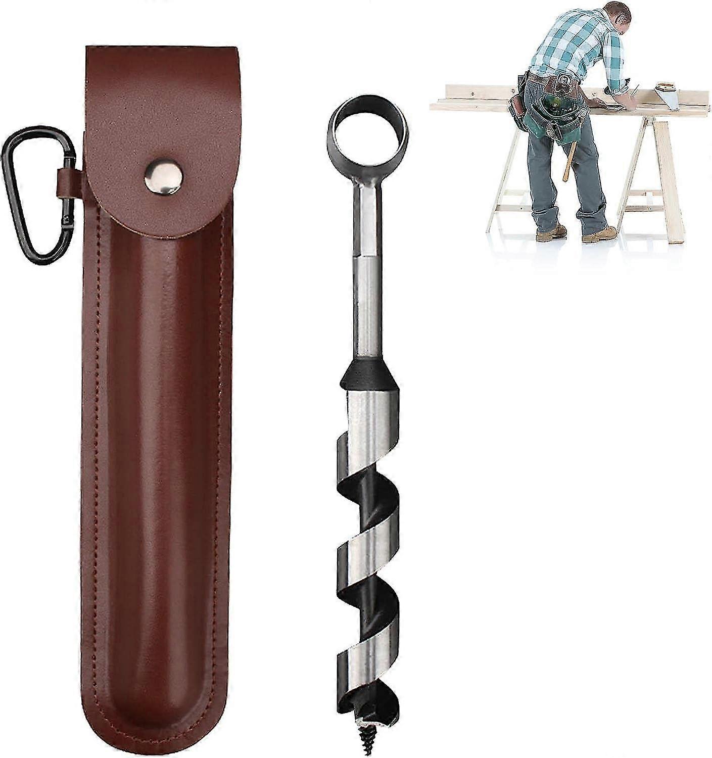 Hand Auger Wrench | Manual Auger Drill - Woodworking Hand Drill, Survival Shelters Tool For Camping Backpacking With Leather Case