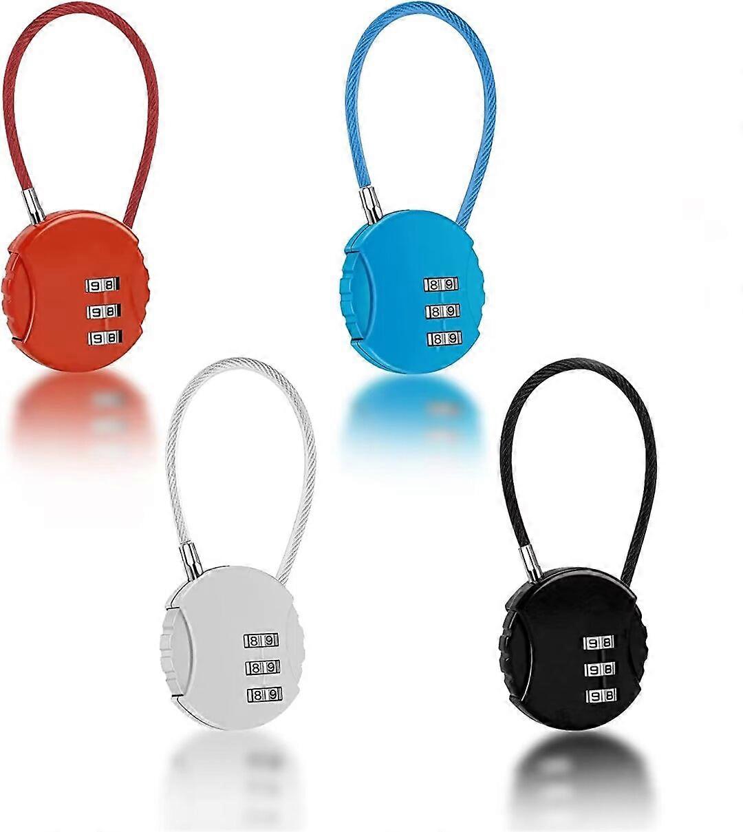 Suitcase Code Padlock 4pcs Mini 3-Digit Combination Lock Suitcase Padlock Mini Code Padlock Coded Luggage Lock Mini Padlock Coded Luggage PadlockBlack