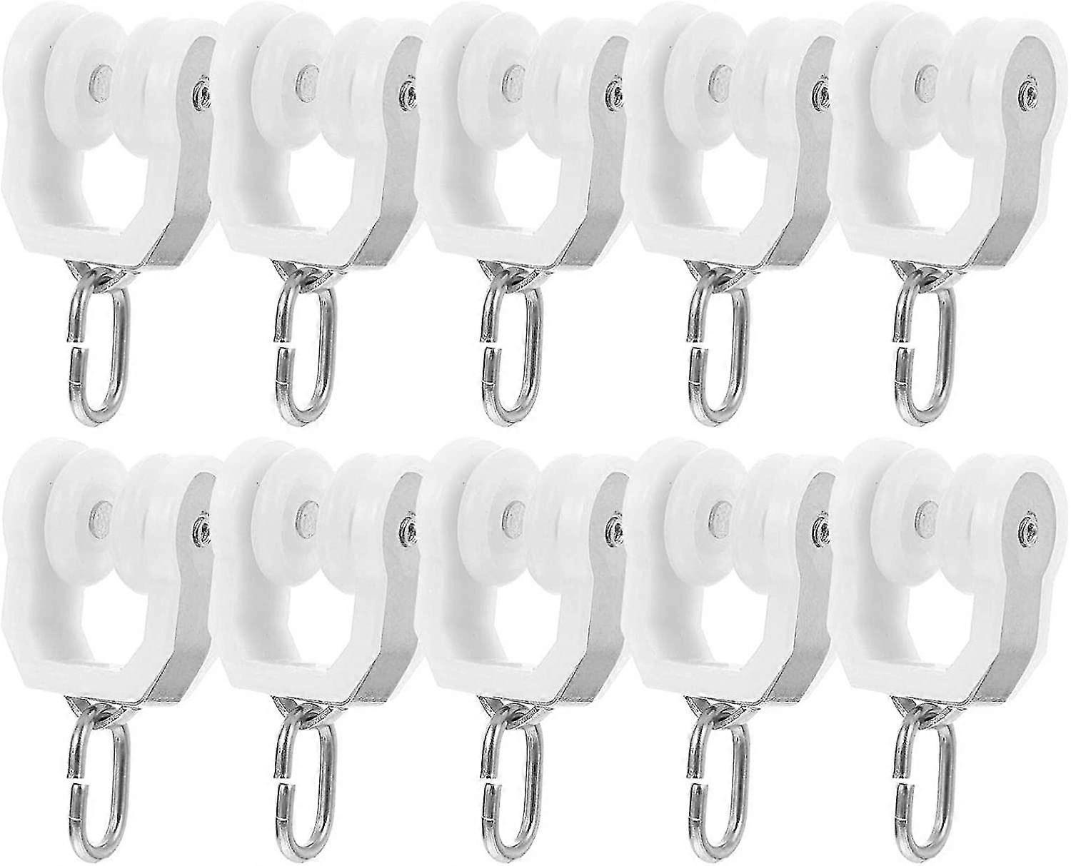 2024 10 Pieces Plastic Curtain Track Carrier Slide Roller Curtain Track Glider Rail Sliding Roller Runner
