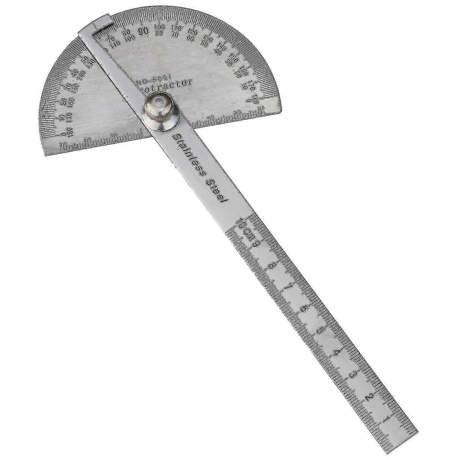 180 Degree Stainless Steel Angle Measuring Protractor And 100mm Ruler, 1 Piece, Zinuo Boutique