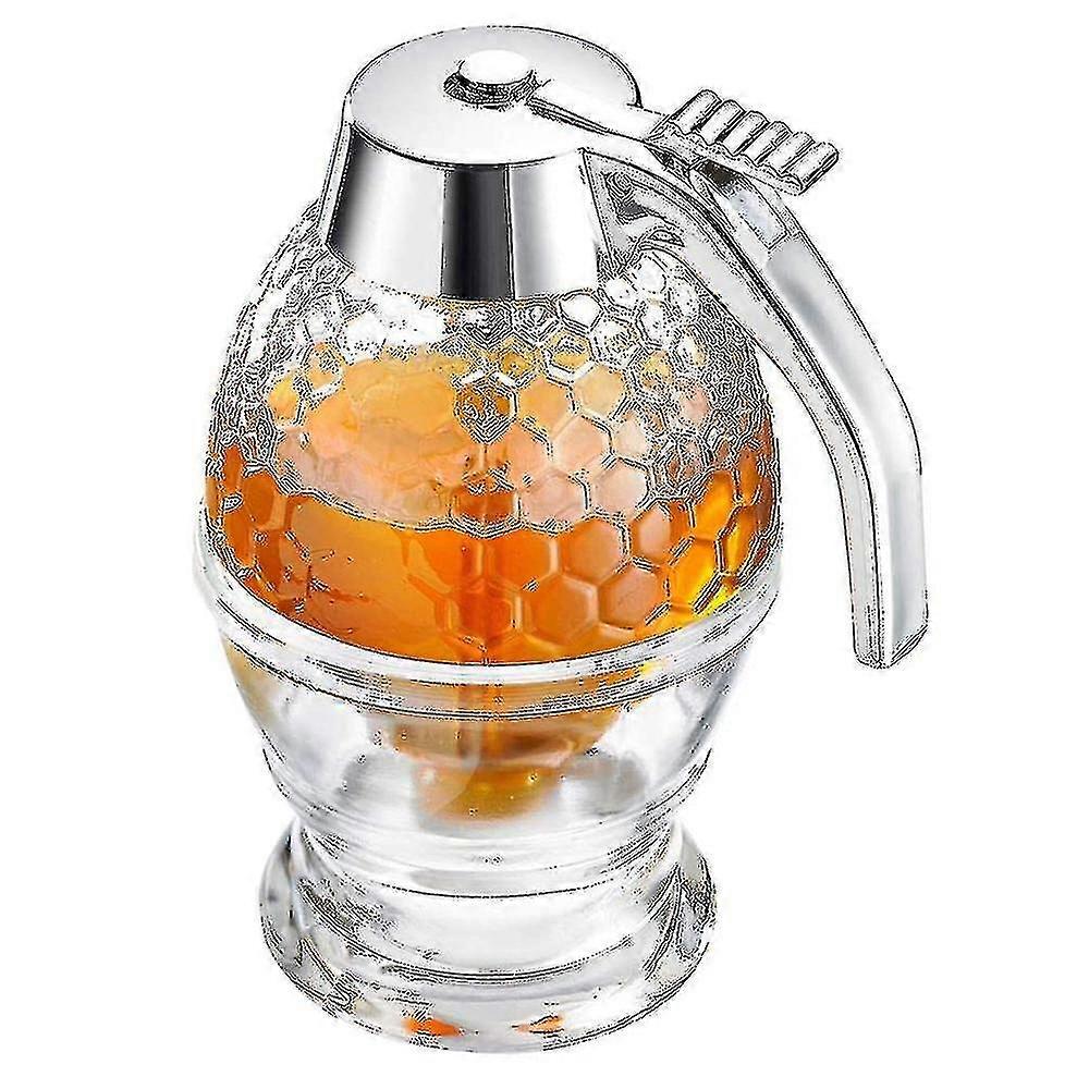 Honey Dispenser With Storage Stand, 200ml Syrup Dispenser Jar Container