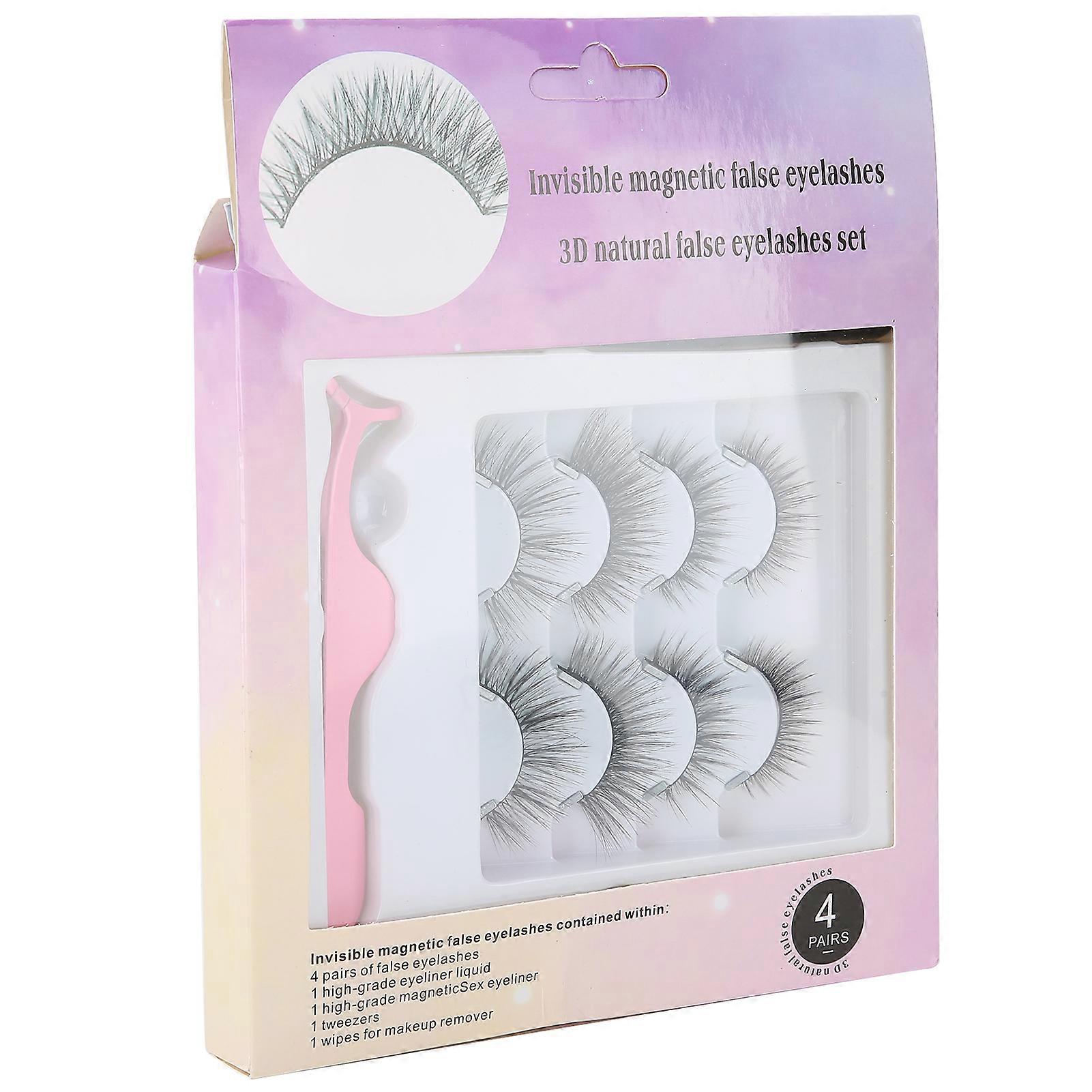 Magnetic False Eyelashes Liquid Eyeliner Eyelash Tweezers Wipes Eye Makeup Tool Set