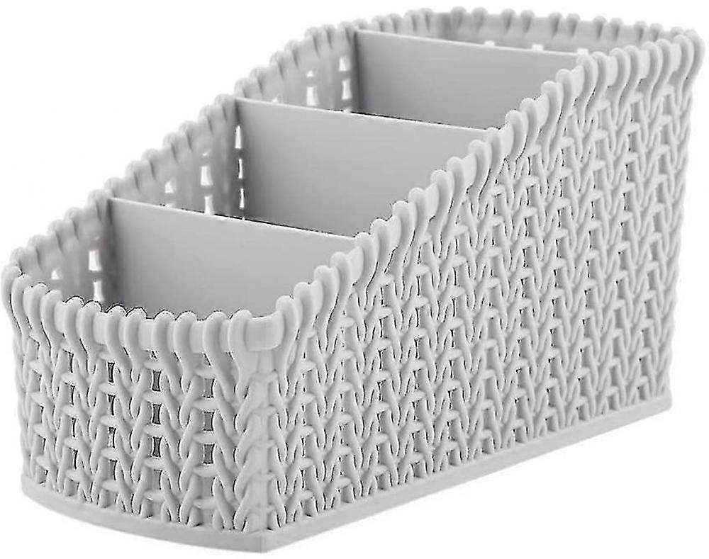 Cosmetic Organizer Bathroom Countertop For Make Up Brushes Hair Trimmers And Cosmetics Multi Grid Rattan Desktop Storage Box