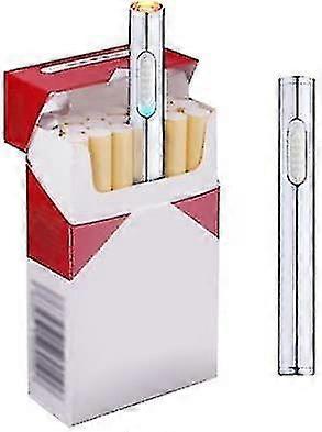 Usb Mini Lighters Electronic Rechargeable Windproof Flameless Portable Cigarette Slim Lighter (silver)