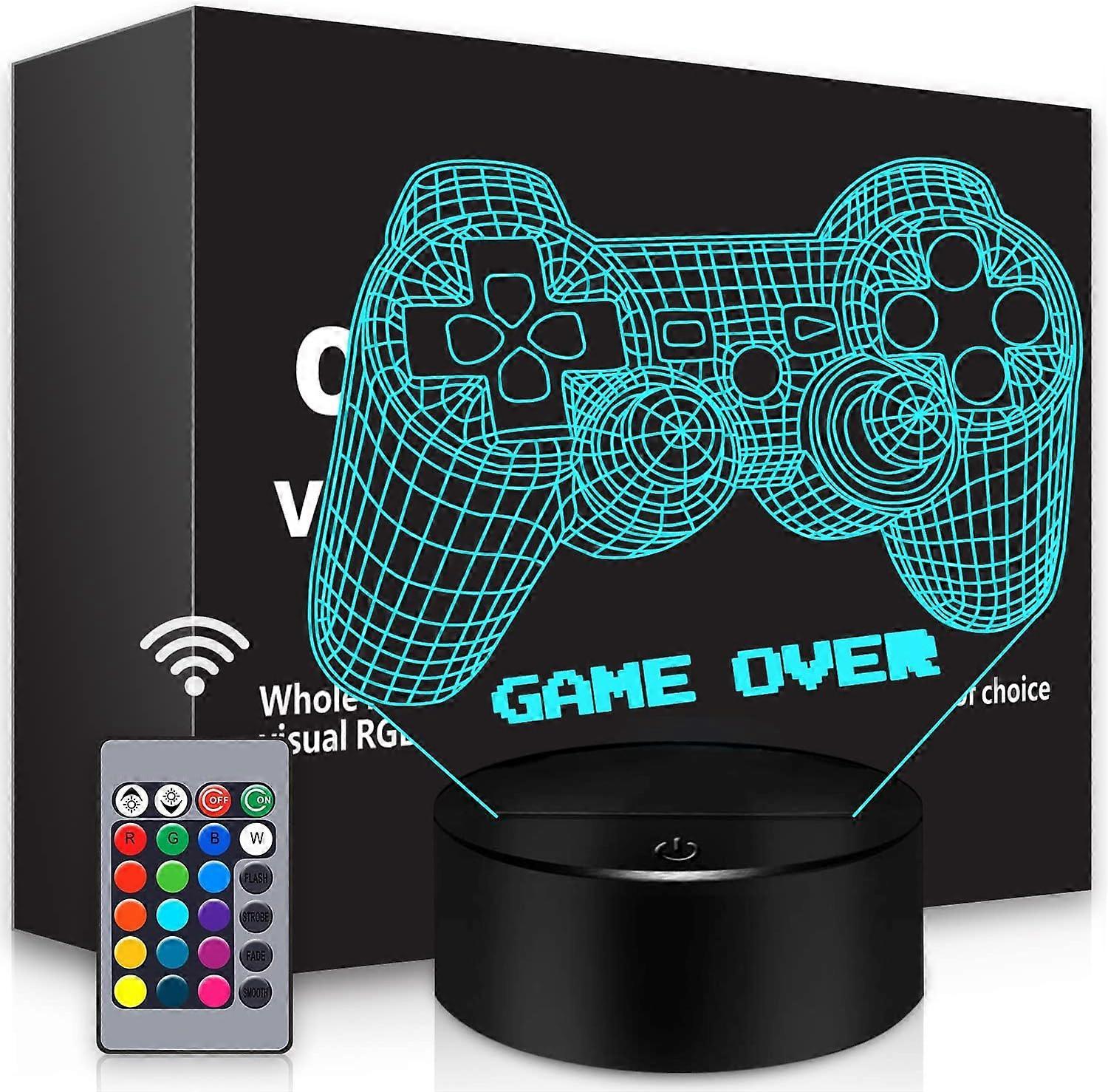 3D Gamepad Night Light Game Over Light Game Controller Console Illusion Lamp