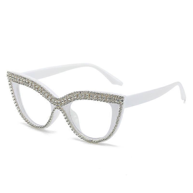 Sunglasses Simple Diamond Retro Cat Eye Diamond Chain Sunglasses Women A7