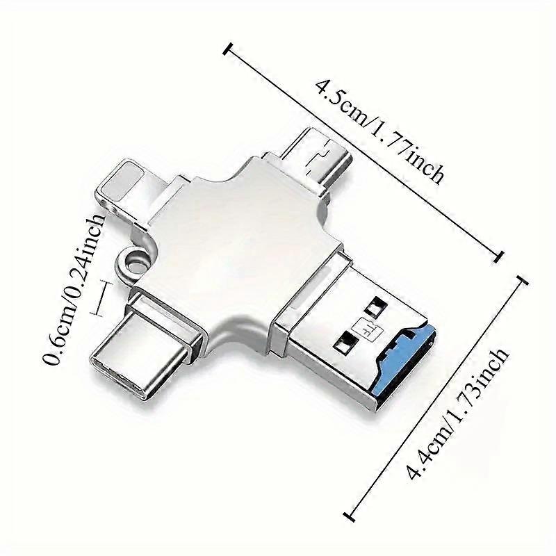 4 In 1 Memory Micro SD Card Reader For IPhone/IPad/Android PC Camera Type-C Portable Reader