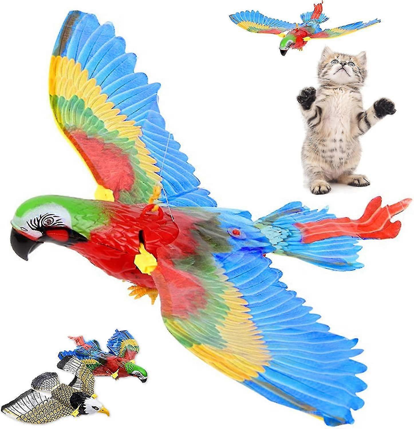 Flying Bird Cat Toy, Simulation Bird Interactive Cat Toy, Hanging Cat Toy, Automatic Cat Toy For Indoor Cats, Electric Toy Bird For Cats (parrot)