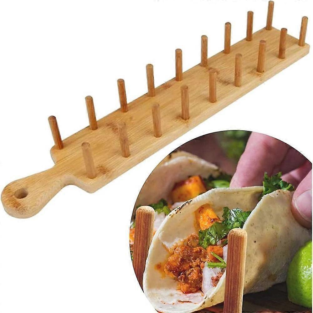 Bamboo Taco Tray with Holds,Taco Holder Allows for Multi-Use Food Tray with Clip,100% New