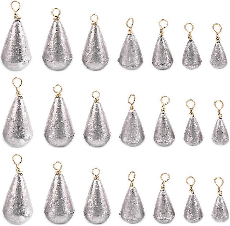 21 Pcs Fishing Sinkers Iron Weight Fish Casting Tool Set Tear Drop Style Sinkers Angler Tackle Accessory