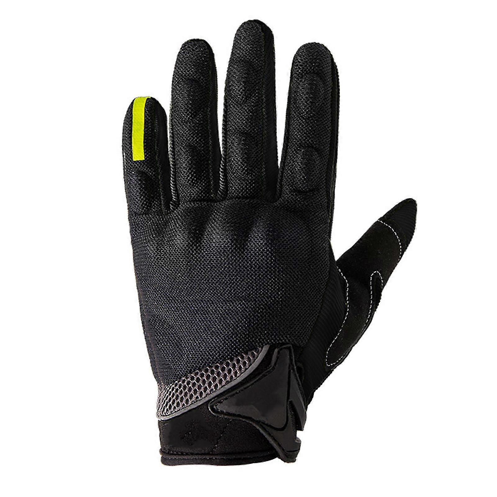Black 2XL Full Finger Motorcycle Gloves with Hook and Loop Closure