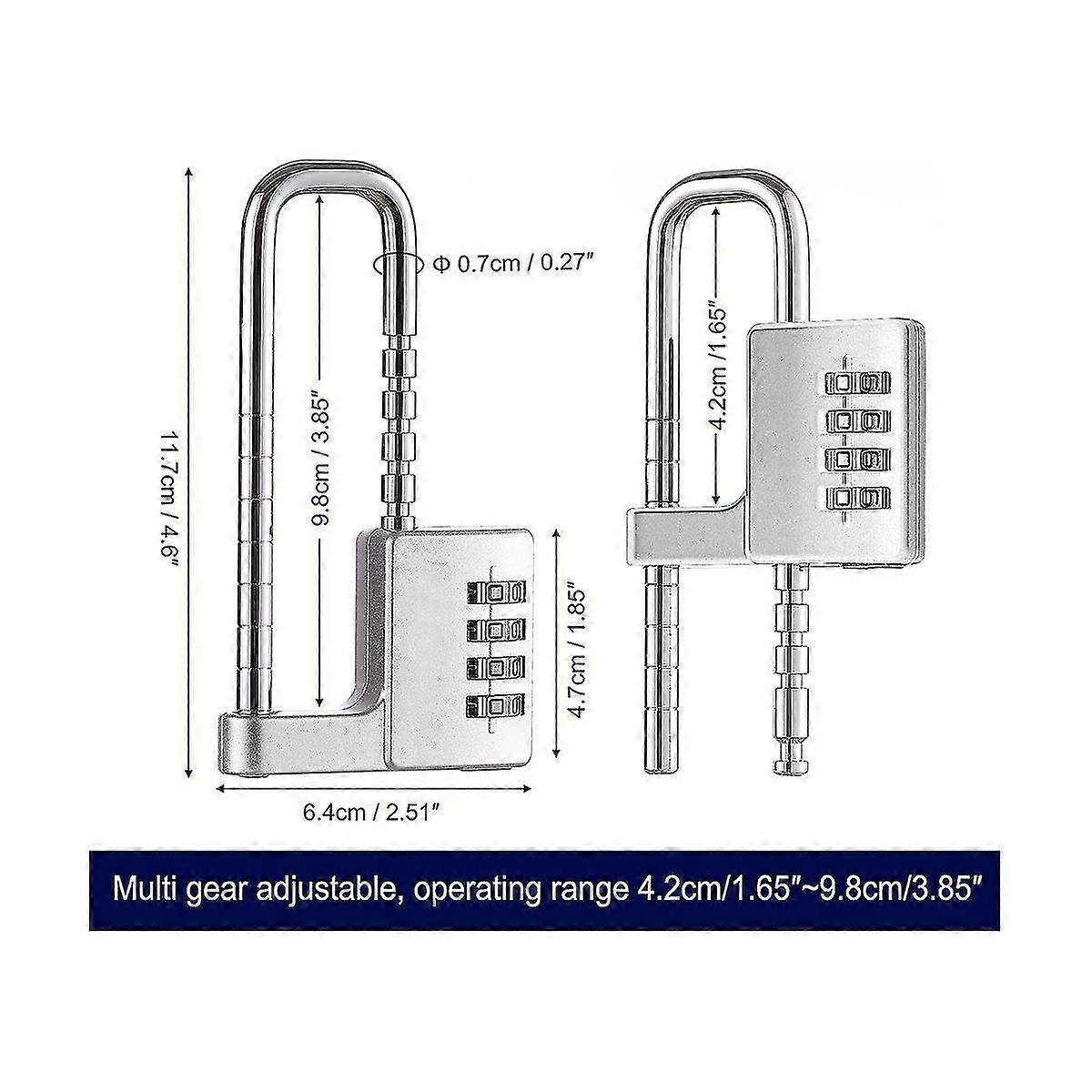 Cabinet Lock,combination Padlock,stainless Steel Gym Locker Lock Code Long Adjustable Shackle Lock For School,gym Silver