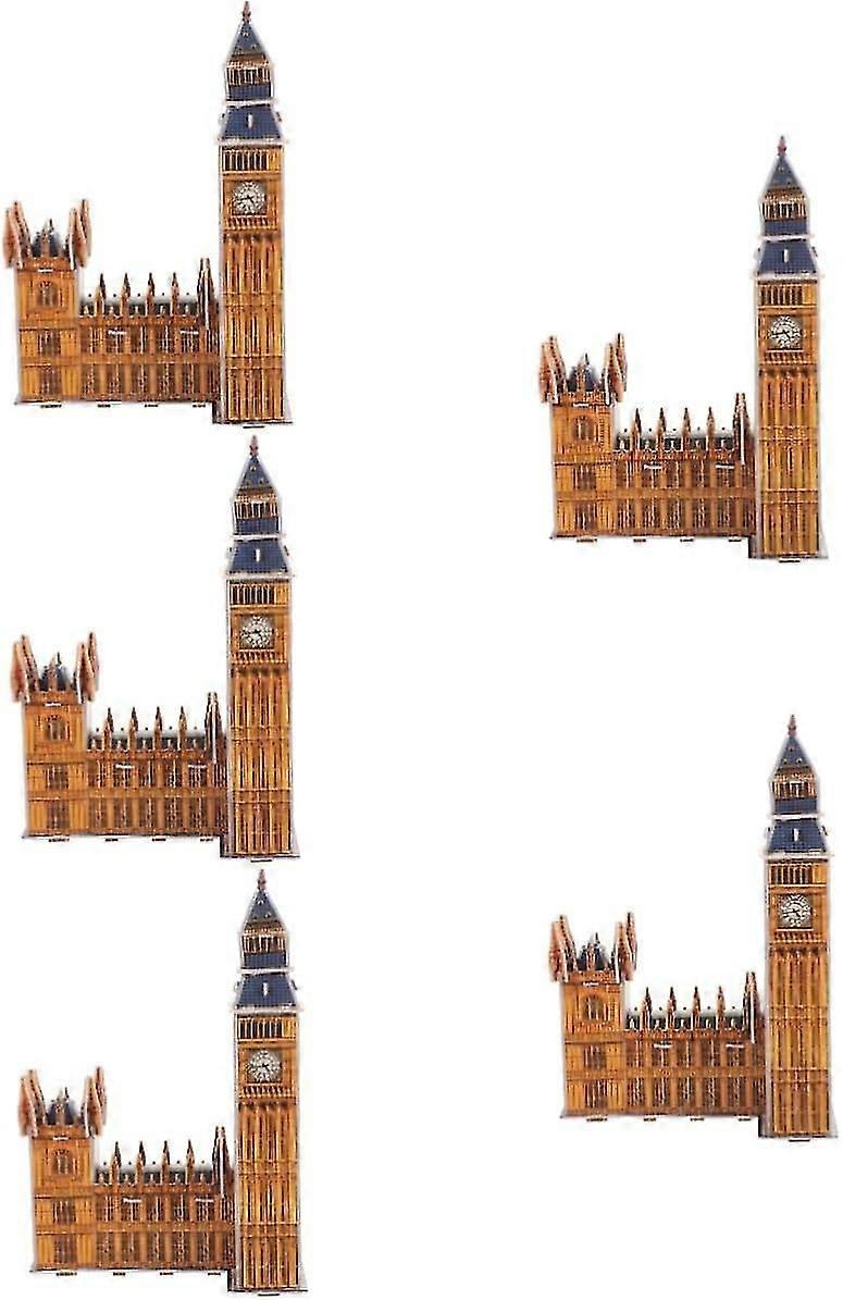 Wooden 3D Paper Sculpture Architecture Brain Teaser Jigsaw Puzzles - Set of 5