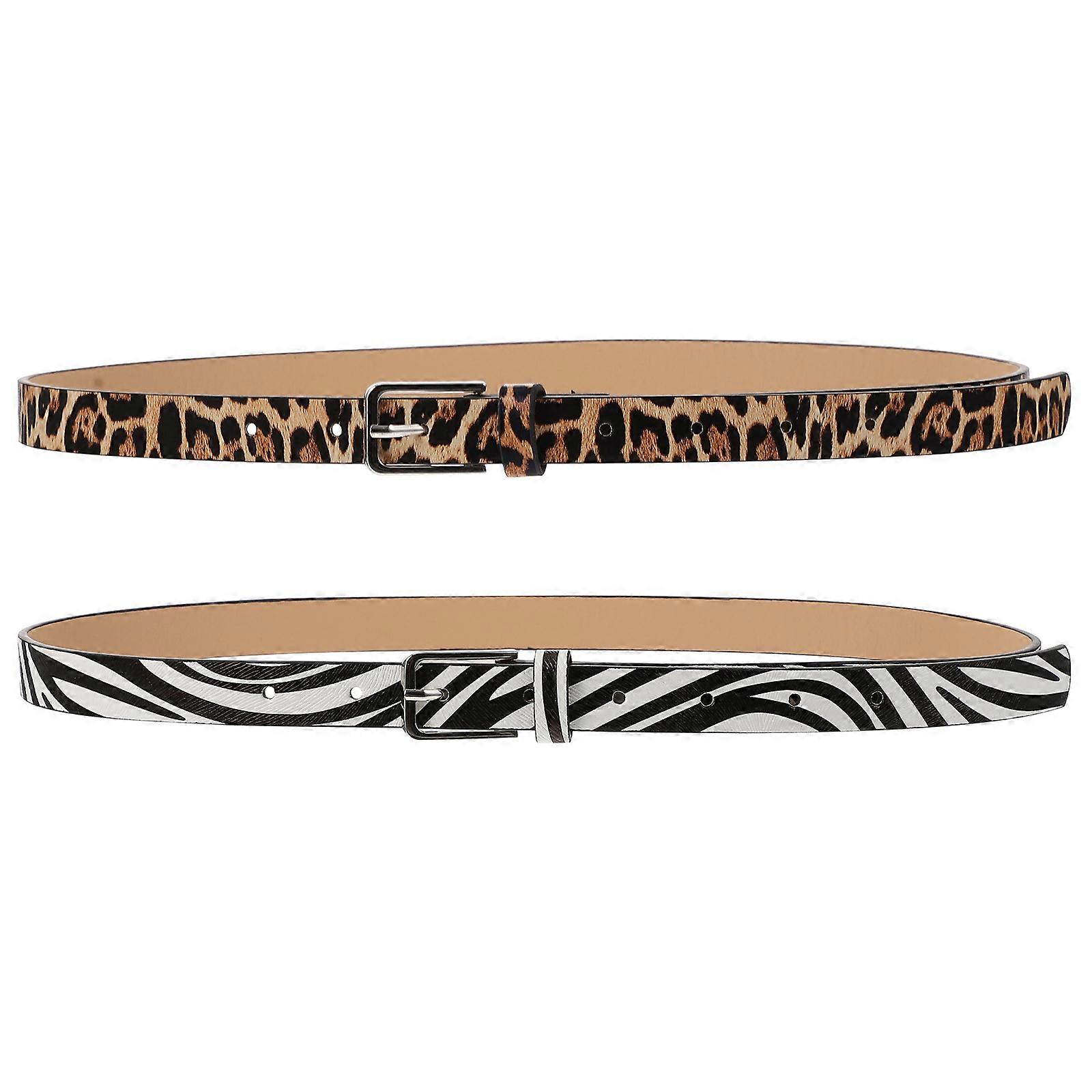 2Db bőrutánzatos övek Szögletes csat női övek Stílusos nadrágszíjak