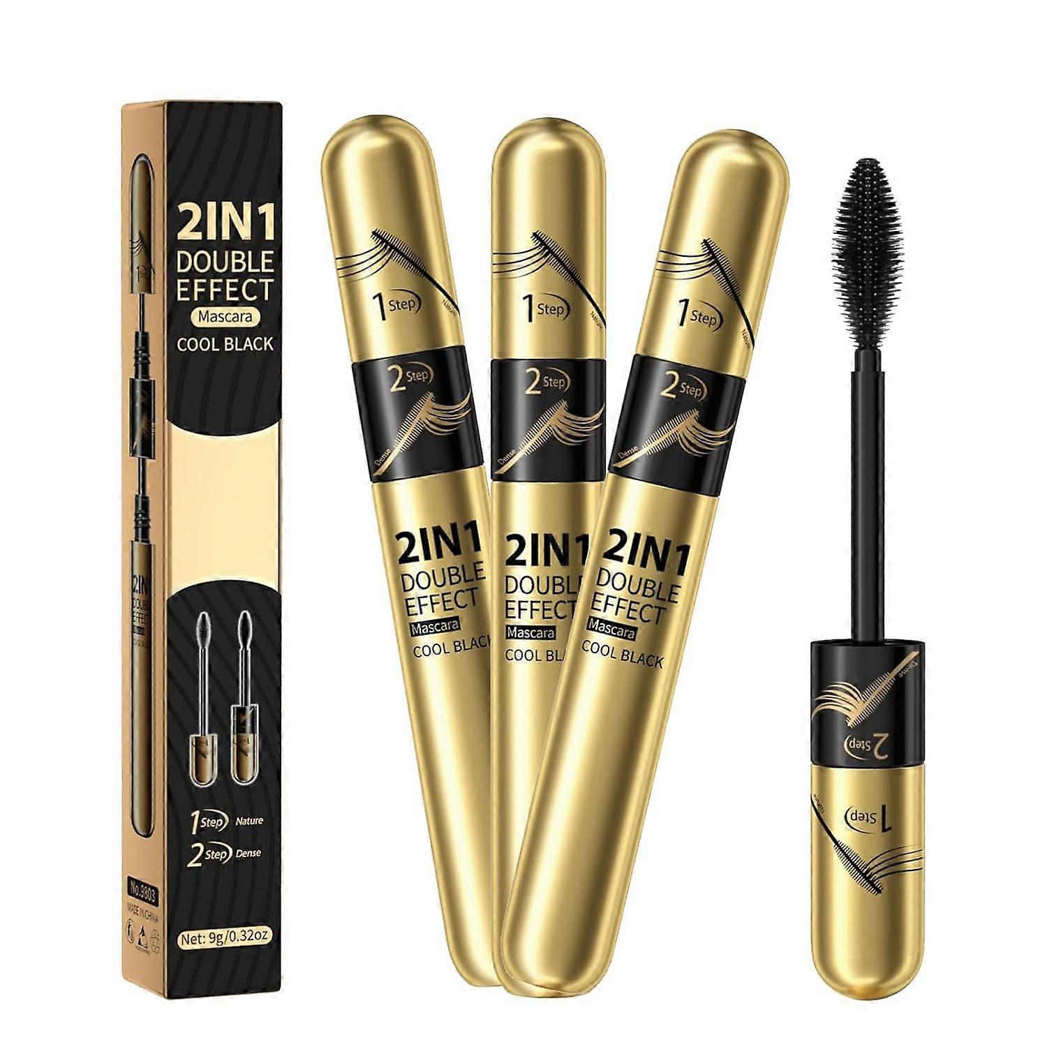 Eye Black Mascara Cream, 2 in 1 Double Effect Waterproof & Long-Lasting Mascara Counteractive, Long-lasting, Non Smudging