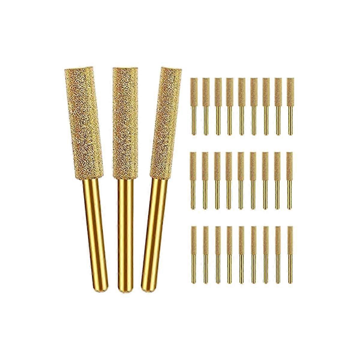 30Pcs Diamond Chainsaw Sharpener, 3 Size Chainsaw Sharpener Bits, for Chain Saw, (5/32inch, 3/16inc