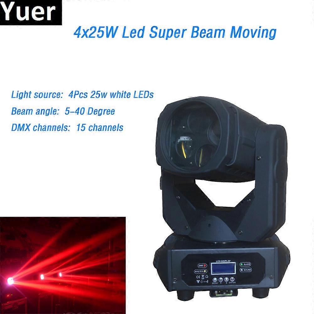 4x25w blanc Super Beam led Lyre Lumière Gobo Strobe 15 canaux DMX Spot Light Rotate Glass Lens pour DJ Dicso Stage Light
