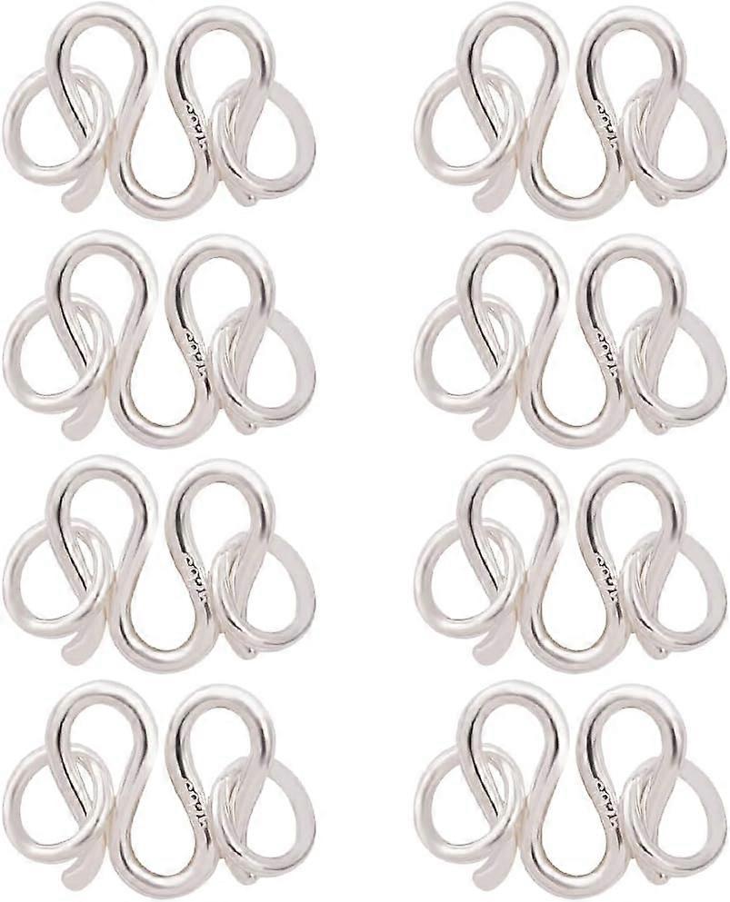 8Pcs/Box 925 Sterling Silver M Hook Clasps with Double Closed Jump Rings Bulk Connectors End Clasps and Closures for Jewelry Making Findings DIY Brace