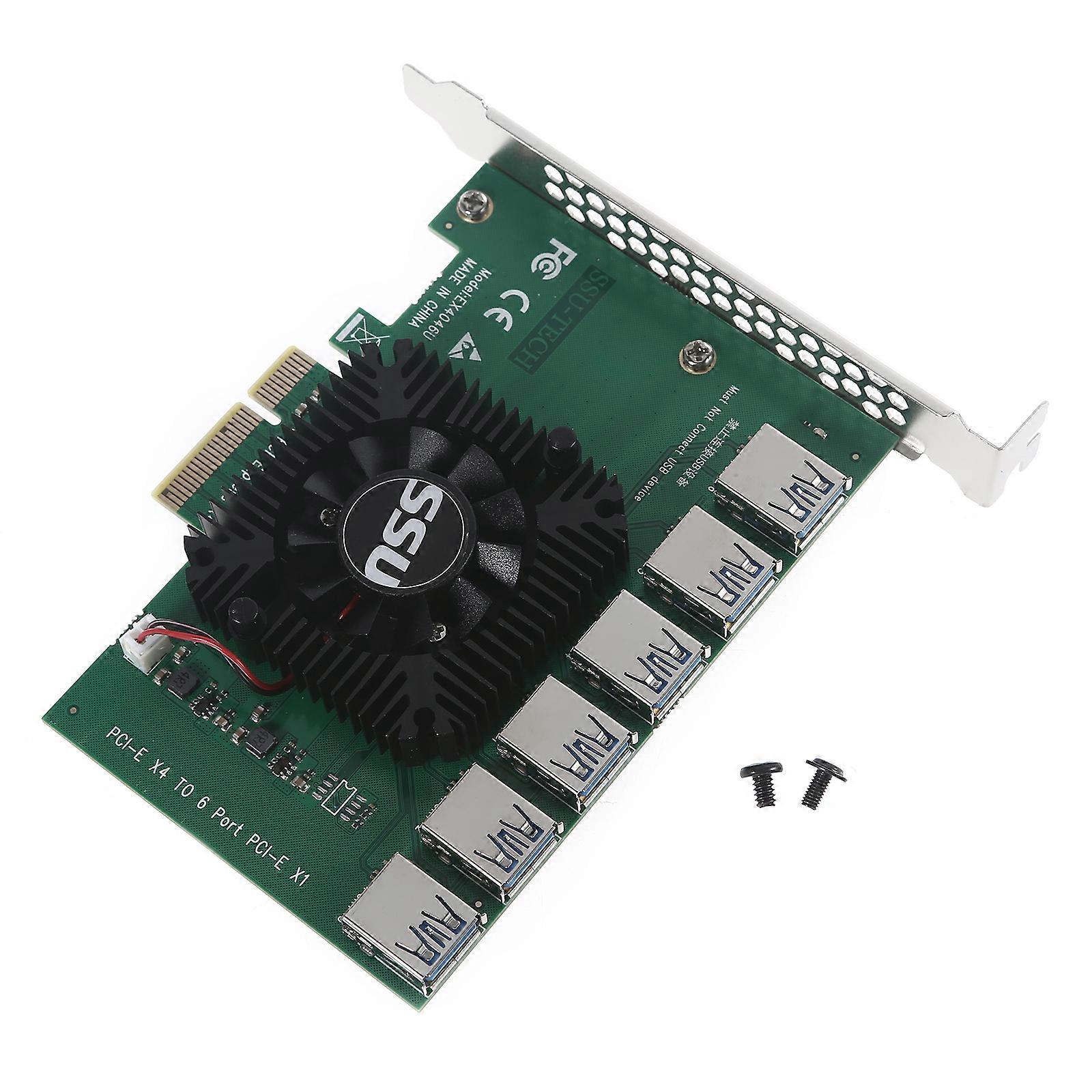 PCI-E Extender Riser 1 to 6 USB 3.0 Riser Card PCIE Adapter for BTC Mining