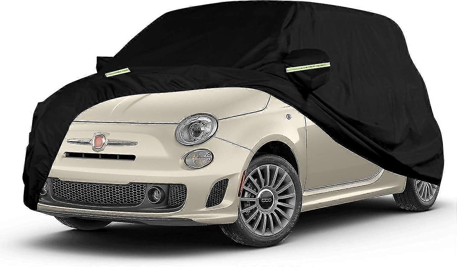 Tampa de carro impermeável compatível com Fiat 500/500c/500e/abarth 500 2007-2022, 4 camadas All Weather Custom-fit Car Cover com porta com zíper & Windproof S