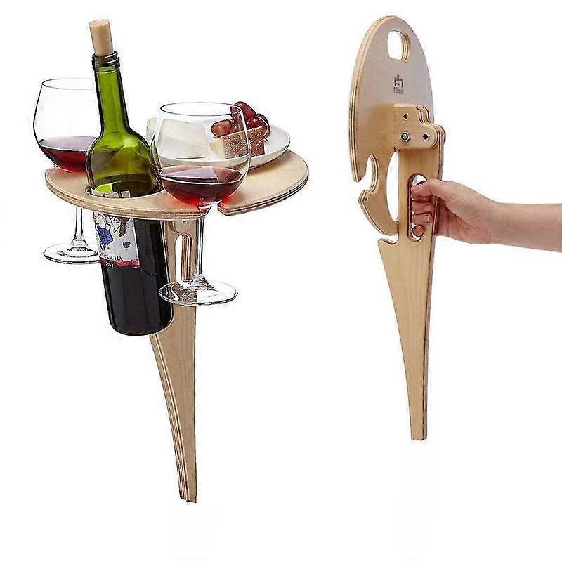 Portable wooden picnic table, transport handle, open-air folding table, perfect wine glass holder, folding coffee table, snack climbing