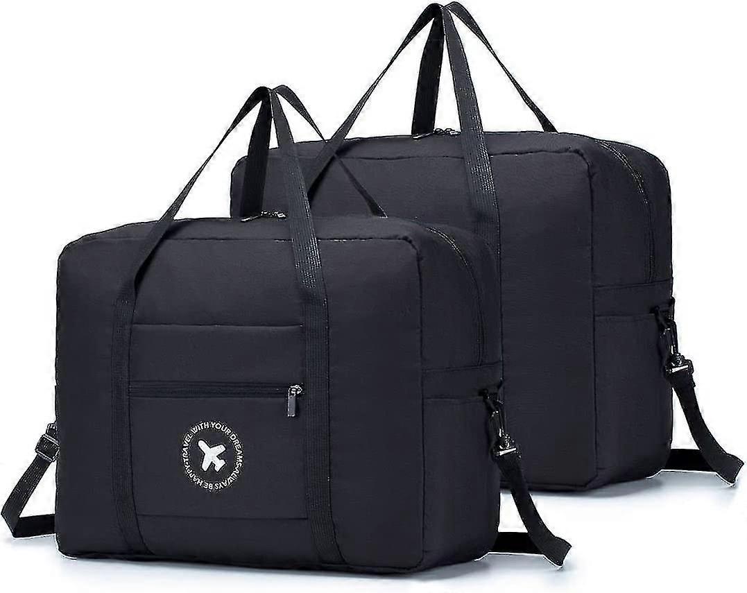 2x Reisetasche 45x36x20 Faltbare Turntasche Umhängetasche Sporttasche Hand Reisekoffer 40l Schwarz