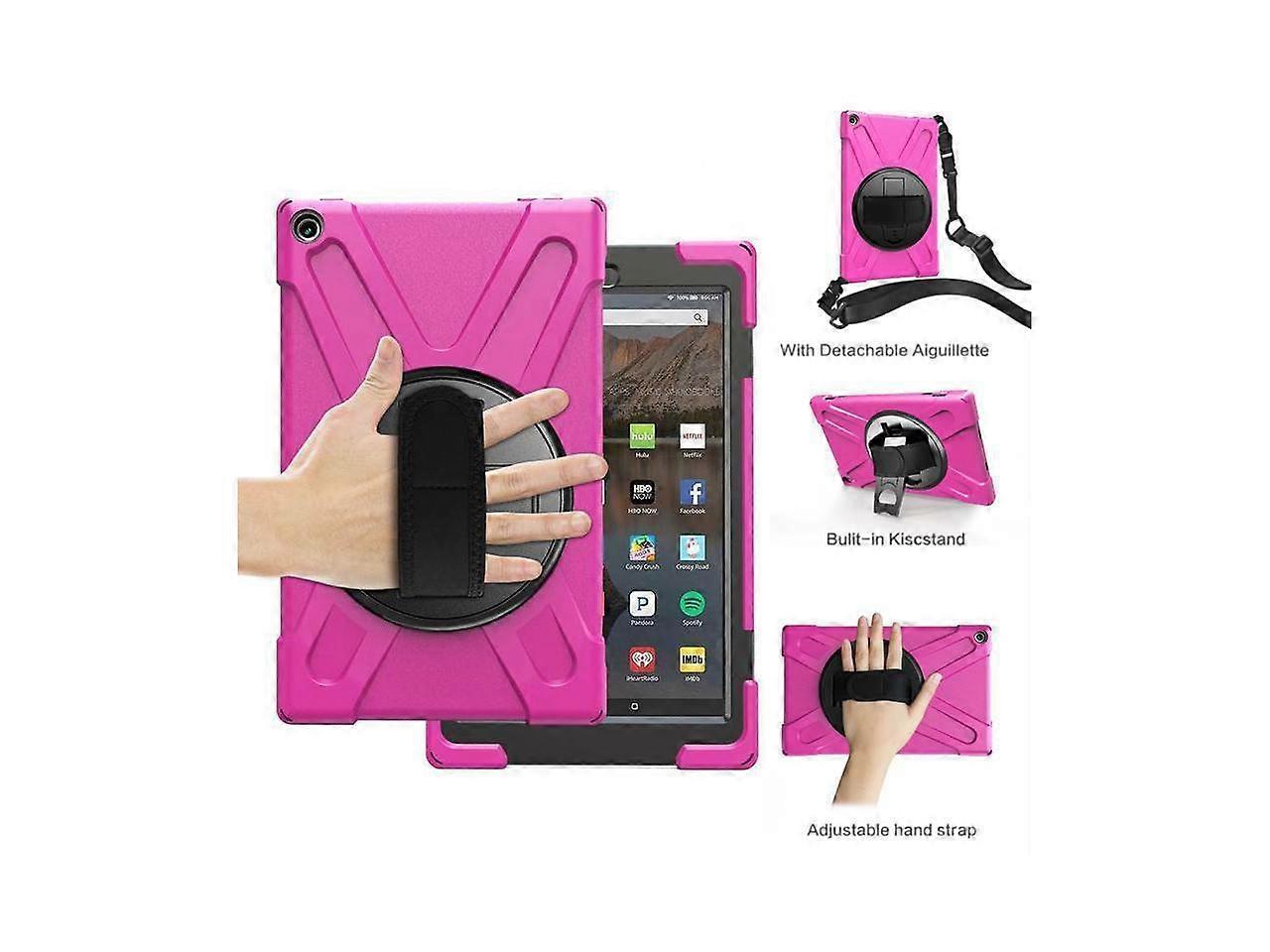 Amazon Kindle Fire HD 10 2017 2018 2019 Case Shockproof Protective Cover with Rotating Hand Strap Carrying Shoulder Strap and Kickstand