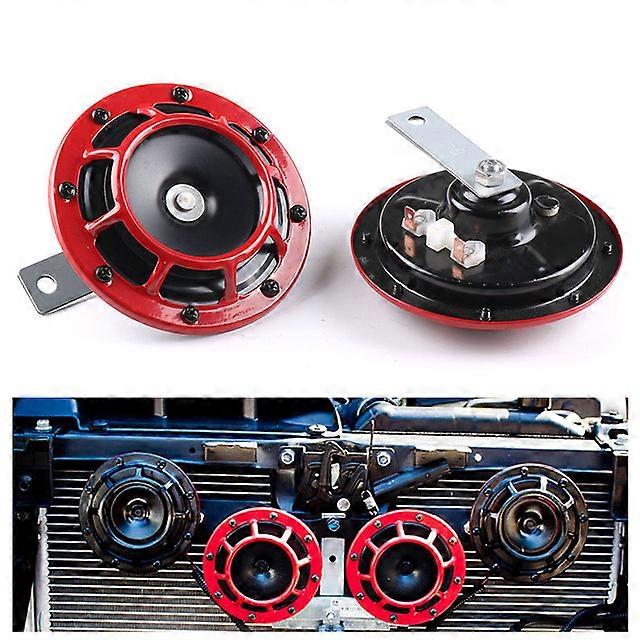2Pcs/set Red/Black Hella Super Loud Compact Electric Blast Tone Air Horn Kit 12V 115DB For Motorcycle Car