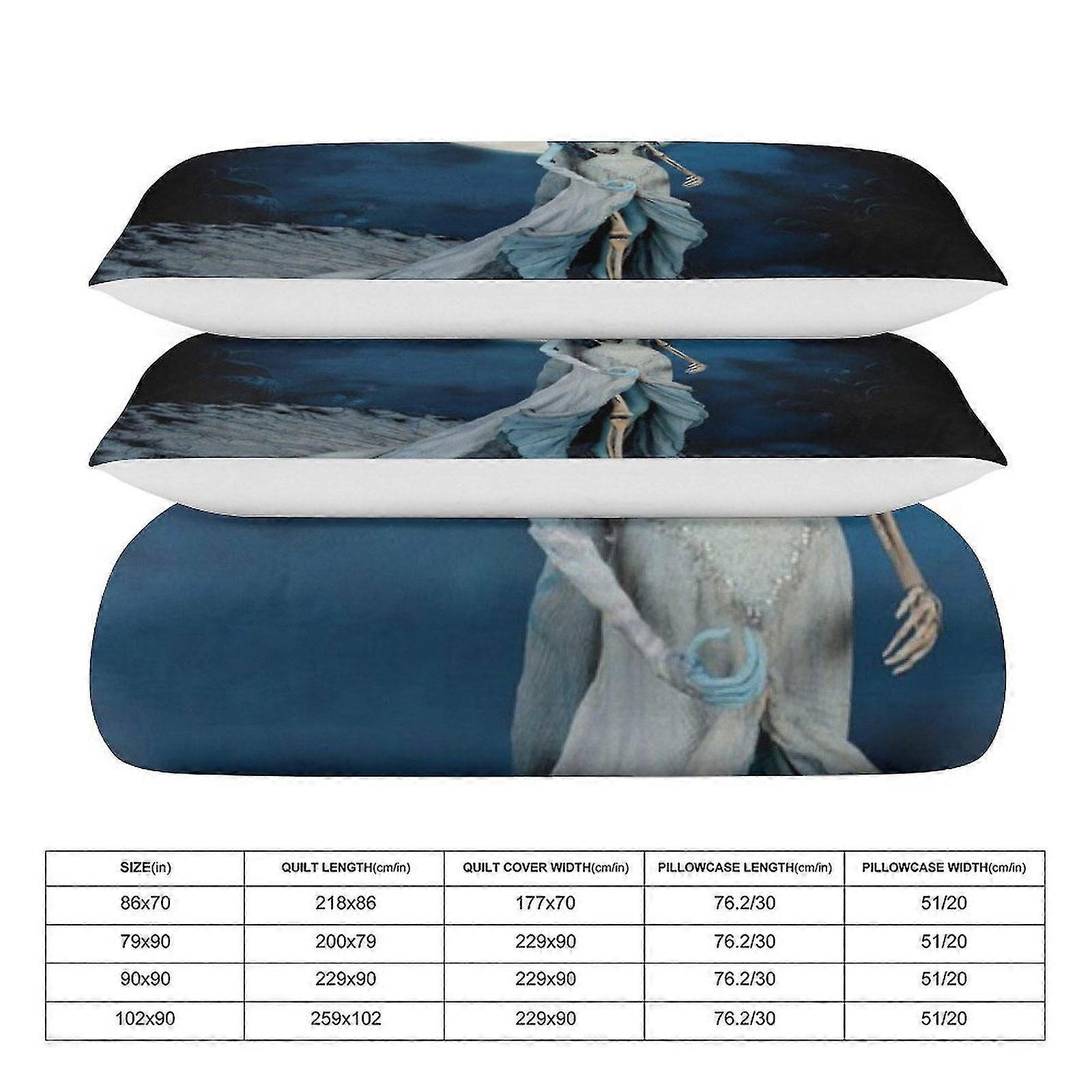 b667 Lençóis Cadáver Noiva Lua Lua 3 Peças Conjunto de Cama 1 Colcha e 2 Fronhas Lençóis gb667